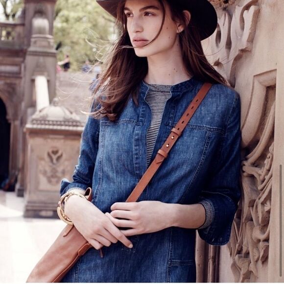 Madewell Downshift Denim Shirt Dress Blue - Picture 9 of 9